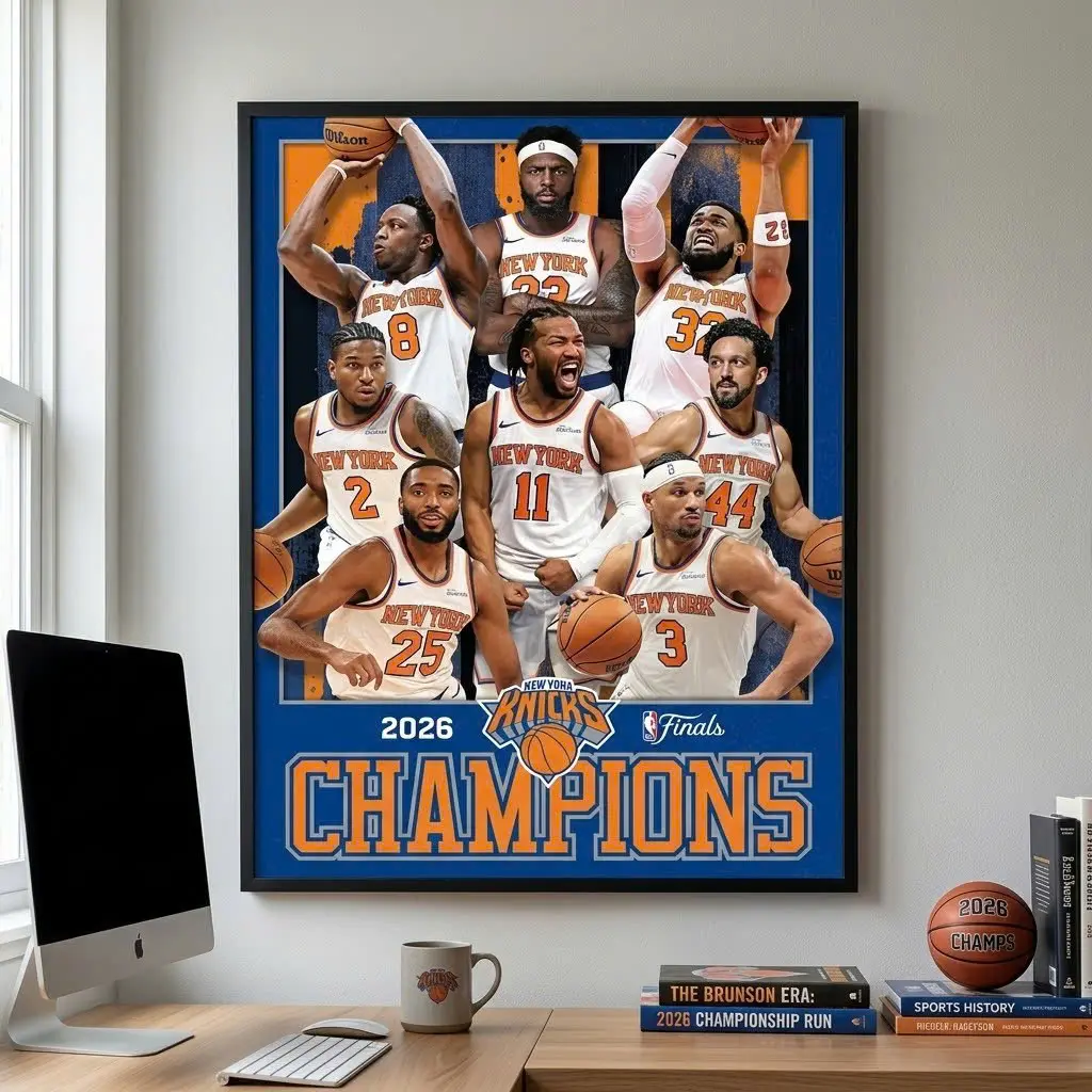 NBA New York Knicks - 2026 NBA Finals Champions Wall - No Frame, Championship Team Poster, Basketball Fan Decor, Knicks Finals Trophy Print