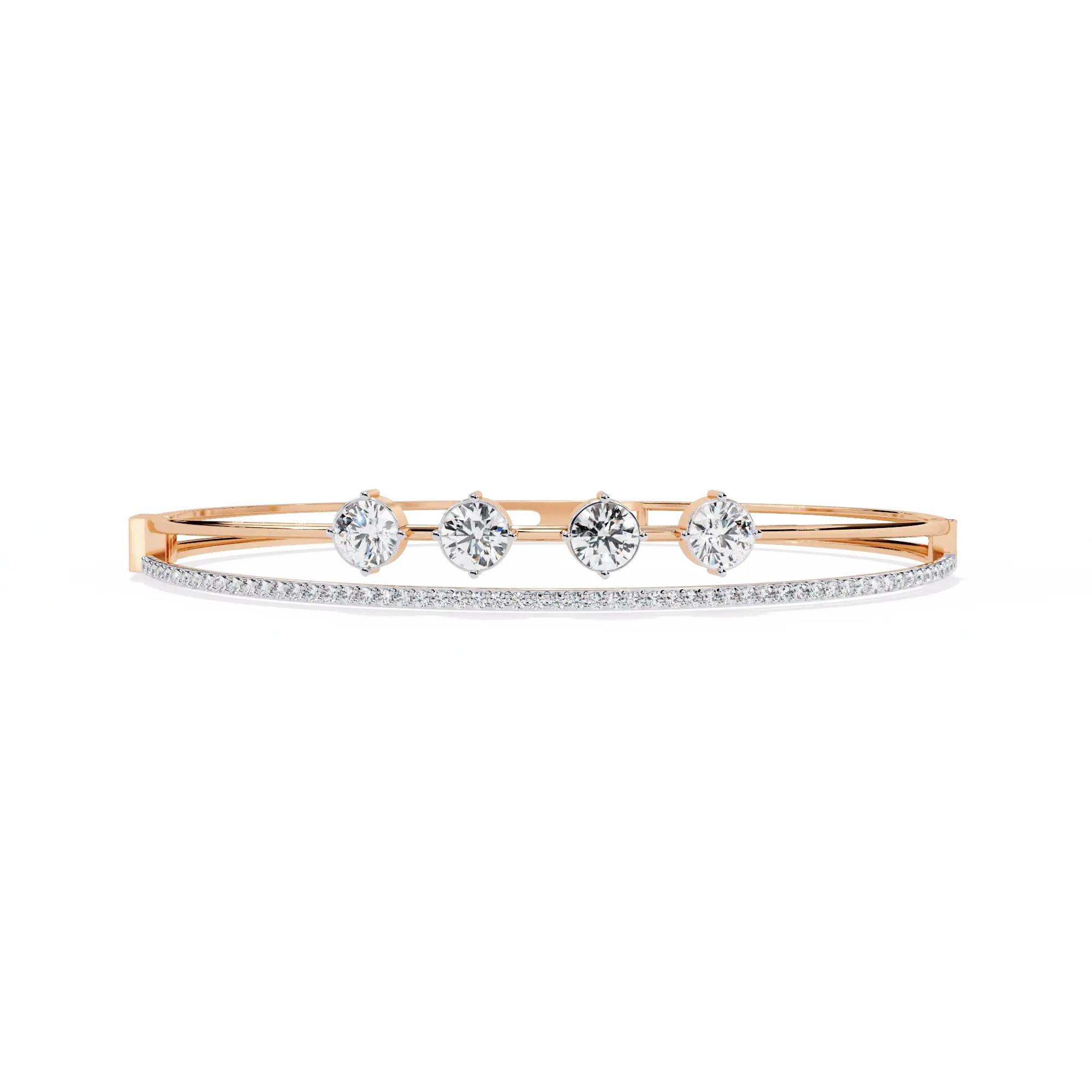 18K Gold Diamond Bangle Bracelet for Women