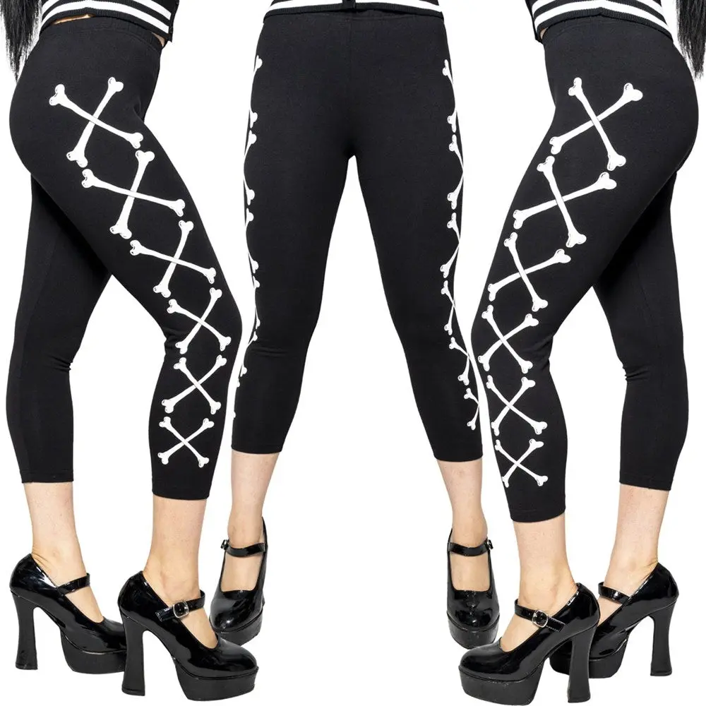 Crossbones Capri Leggings Chic Bottom Soft Elastic