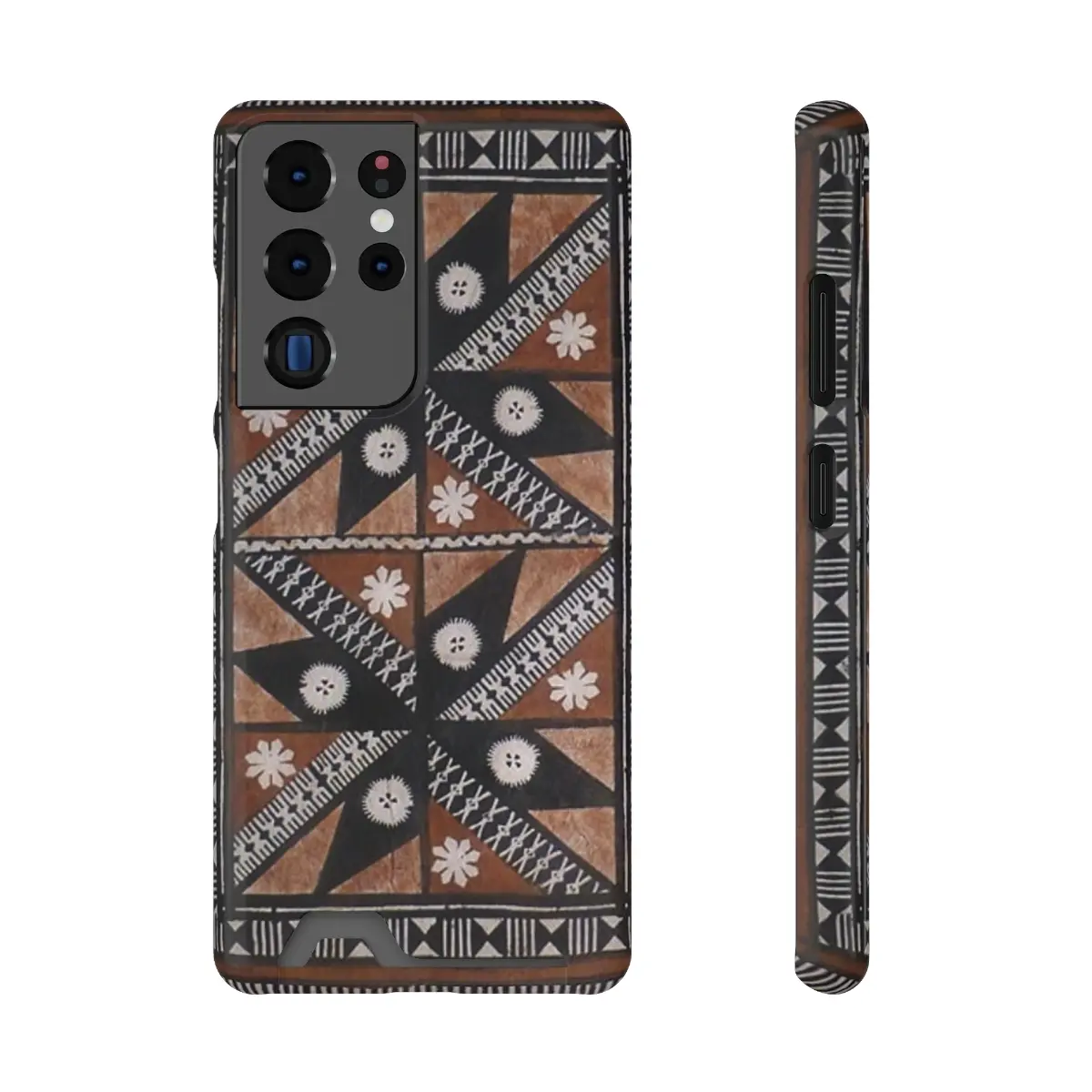 Phone Case With Card Holder - Fiji Print - Polynesian Samoan Hawaiian Tongan Tribal Tapa Print