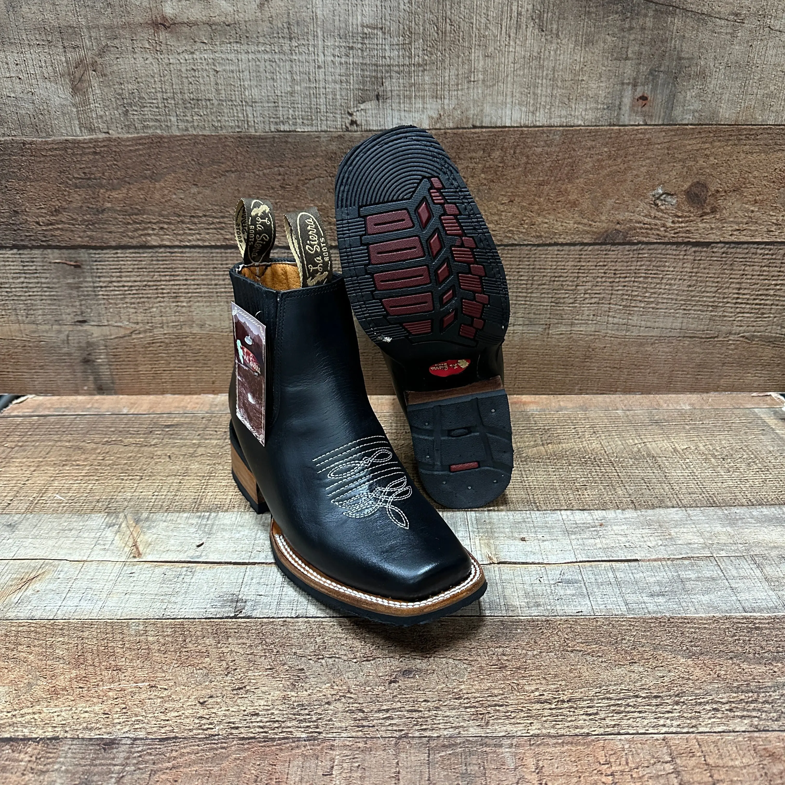 Men's Western Rodeo Ankle Boots Genuine Napa Cow Leather White Embroidery Rubber Sole Handmade in Mexico Est. 361