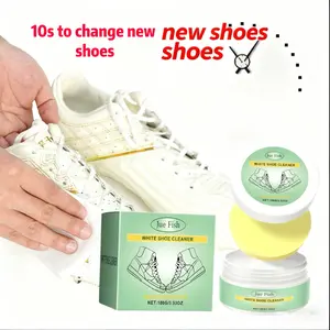 White Shoe Cleaner Cream Multipurpose No-Wash Solid Comes with Sponge Removes Stains Ideal for Leather Silicone Car Interiors Mild Non-Irritating Eco-Friendly -FF