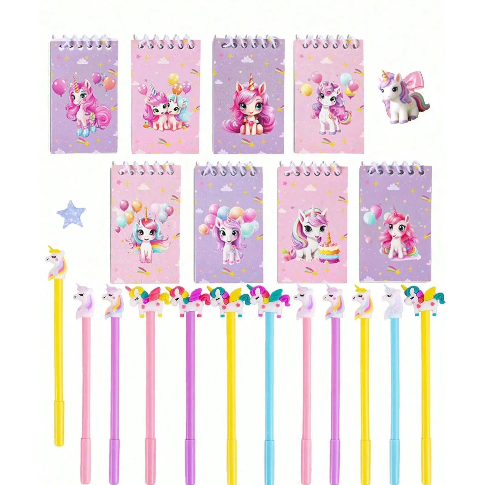 Unicorn Notebook Diary Set, Cute Unicorn Notebooks and Pens, Includes Ballpoint Pen and Mini Notebook, Party Gift, Office Supplies