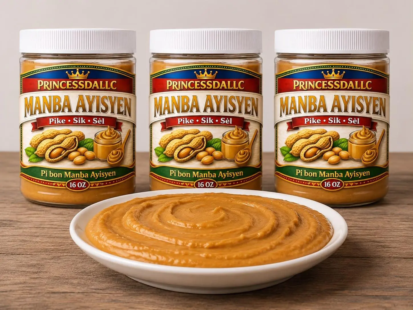 3 MANBA Haitian Peanut Butter (Manba), Salted Spicy Pantry Preserve,  Nut Butter for Pantry Staples
