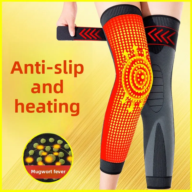 Unisex Sports Knee Brace, Mugwort Fiber-Infused Leg Protector with Heat Function, Anti-Slip Strap for Secure Hold, Mini Shin Guards for Autumn Winter Sports Use Knee Sleeves Knee Booster