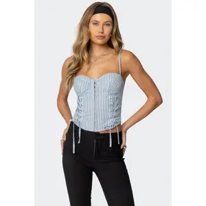 Lois Lace Up Pinstripe Corset