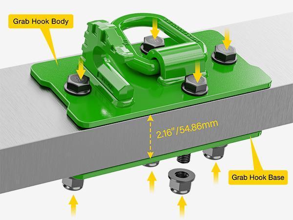 Nilight 2PCS Tractor Bucket Hooks with Tie Down Ring, Grade 70 Grade Forged Steel Bolt-On Grab Hook with Back Plates for Tractor Bucket RV UTV Truck MBS 15000 lbs, Green Nilight 2PCS Tractor Bucket Hooks with Tie Down Ring, Grade 70 Grade Forged Steel Bolt-On Grab Hook with Back Plates for Tractor Bucket RV UTV Truck MBS 15000 lbs, Green