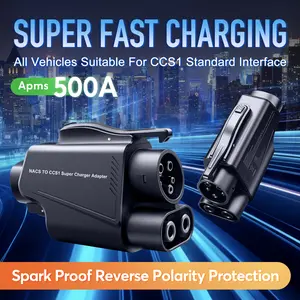 NACS to CCS Adapter, Electric Vehicle NACS to CCS1 Adapter for Tesla Supercharger, Max 500Amps-1000V for Tesla V3/V4 DC Fast Charging Stations, for Ford, Rivian, GMC, Chevrolet, Cadillac  Spark Proof A9