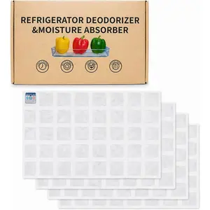Rechargeable Refrigerator Deodorizer, Unscented Fridge Deodorizer & Moisture Absorber, Odor Eliminator for Fridge & Freezer, Long-Lasting Cut-to-Fit Fridge Shelf Liner (11.8×19.3 in, 4 Pack)