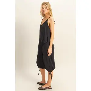 HYFVE V-Neck Pocket Detail Side Tie Hem Romper