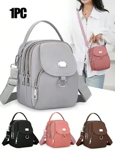 Women's Fashion Oxford Crossbody Bag, Solid Color Casual Shoulder Bag, Zipper Closure, Polyester Lining, Daily Versatile Accessory, Everyday Bag