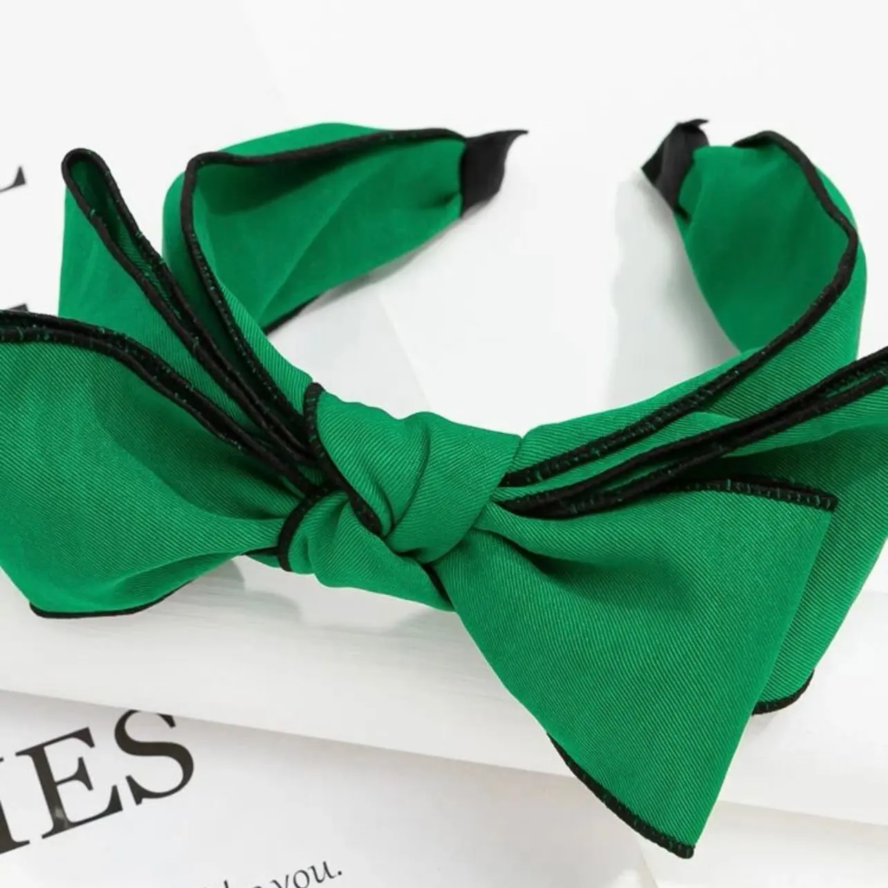 Festive Flair: Handmade Green Bow Headband for Holiday Magic!