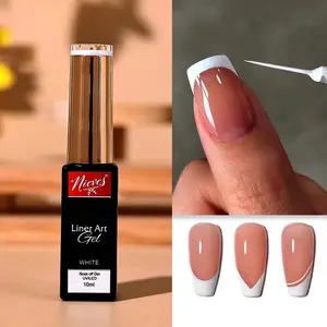 Nieves Gel Liner Art 10ml White & Black French Tip Nail Polish for Flawless Manicure Ultra-Pigmented Precision Brush Long-Lasting Chip-Resistant Nail Care