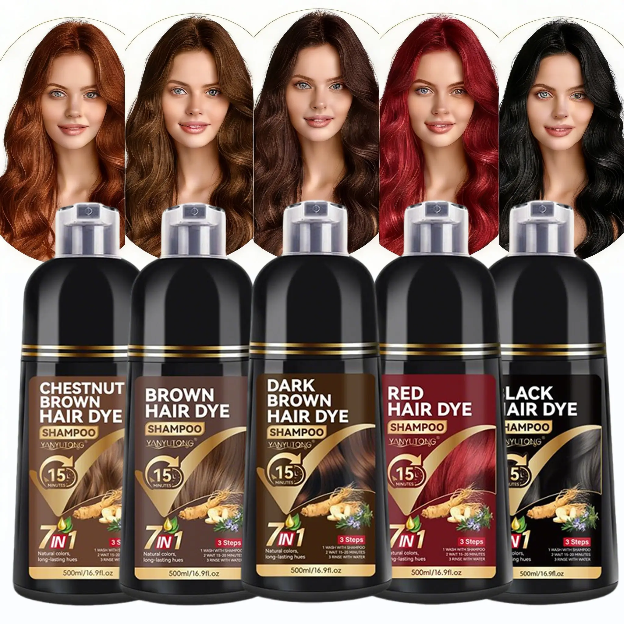 500ml 7-in-1 Hair Color Shampoo｜Family Size｜Colors, Cleanses ...