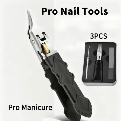 Pro Nail Tools 3PCS Unisex Professional Clipper Set for Seniors, Curved Ultra-Sharp Blades, Anti-Slip Ergo-Grip, Durable Safe Tool for Daily Nail Care Easy Regular Use