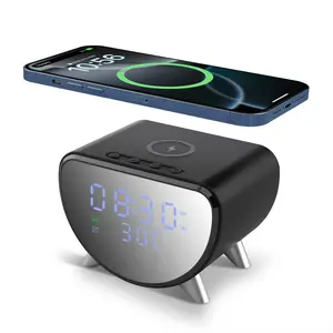 3in1 Wireless Charging Station Digital Alarm Clock Thermometer for Bedroom office 15W Wireless Charger Dock compatible with iPhone Samsung S25 S24 S23 S22 S21 S20 S10