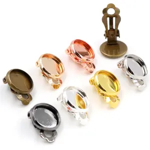10mm 10pcs/lot Copper material Ear Clips 8 Colors Plated ,Earrings Blank/Base,Fit 10mm Glass Cabochons,earring setting