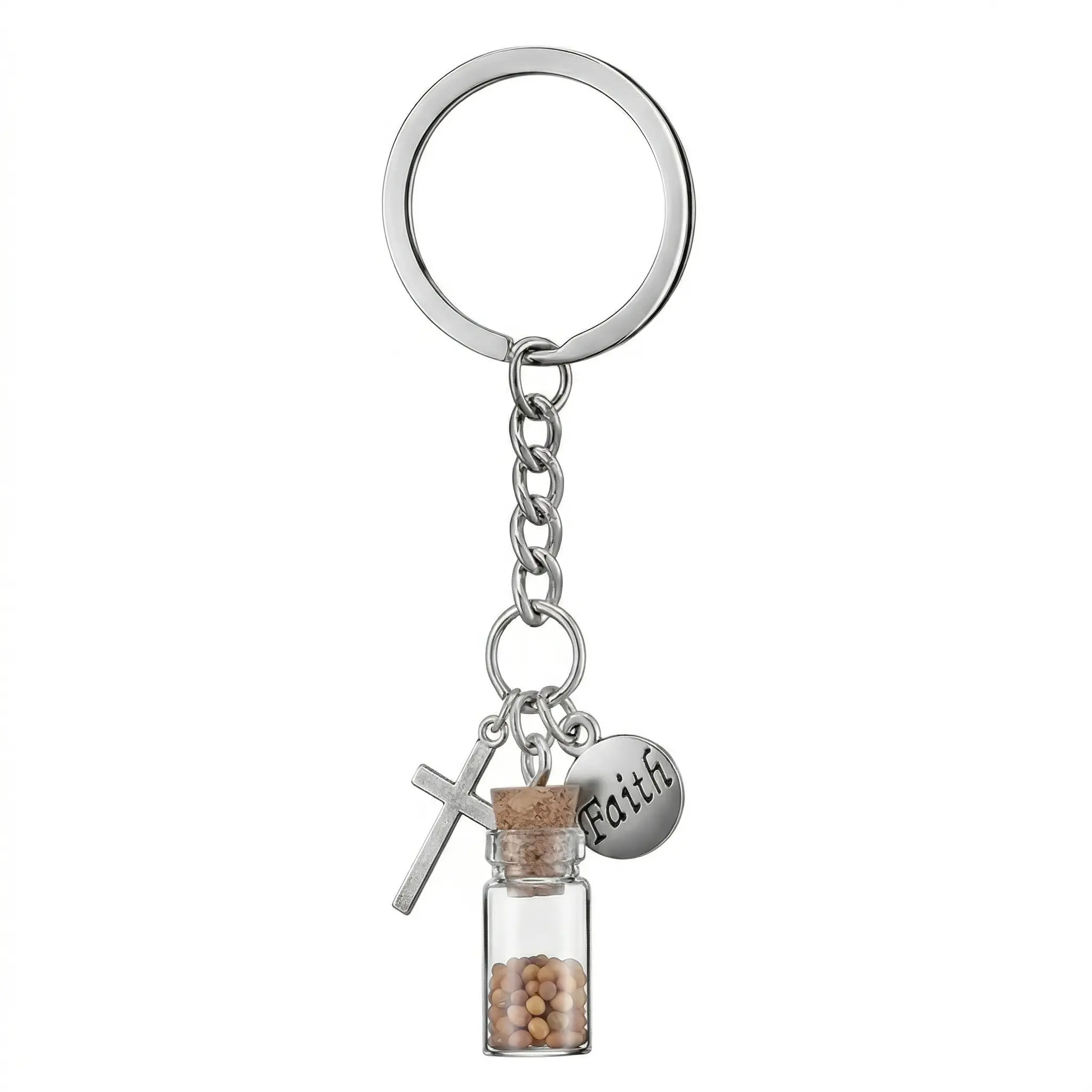 Mustard Seed Faith Cross Keychain Christian Gift Religious Church