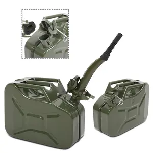 10L 0.8mm American Oil Barrel Army Green With Inverted Oil Pipe for Automotive Repair Kit & Maintenance Tools Metal & Plastic Durable Sturdy Car Fuel Can