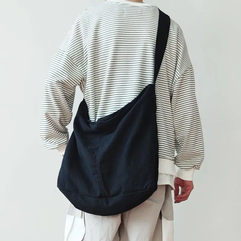 Soft Washed Canvas Hobo Crossbody Bag, Large Capacity Casual Shoulder Messenger Bag with Adjustable Wide Strap, Multi Pocket Zipper Daily Tote Handbag, Minimalist Solid Color Purse for Commute, School, Shopping and Outdoor Daily Use