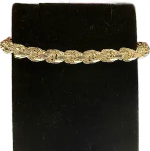 Silver 925 Italian bracelet- solid rope style - 8” long by 6mm wide - shiny for everyday use