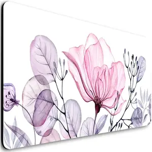 Extended Gaming  Pad (31.5 X 11.8 in), Large Non-Slip Rubber Base Mousepad,Keyboard  Mat Desk Pad for Work, , Office,  - White  Flower, MOU-04