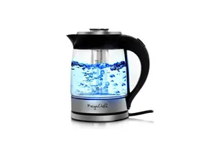 MegaChef MGKTL-1777 1.8 Litre Cordless Glass & Stainless Steel Electric Tea Kettle with Tea Infuser