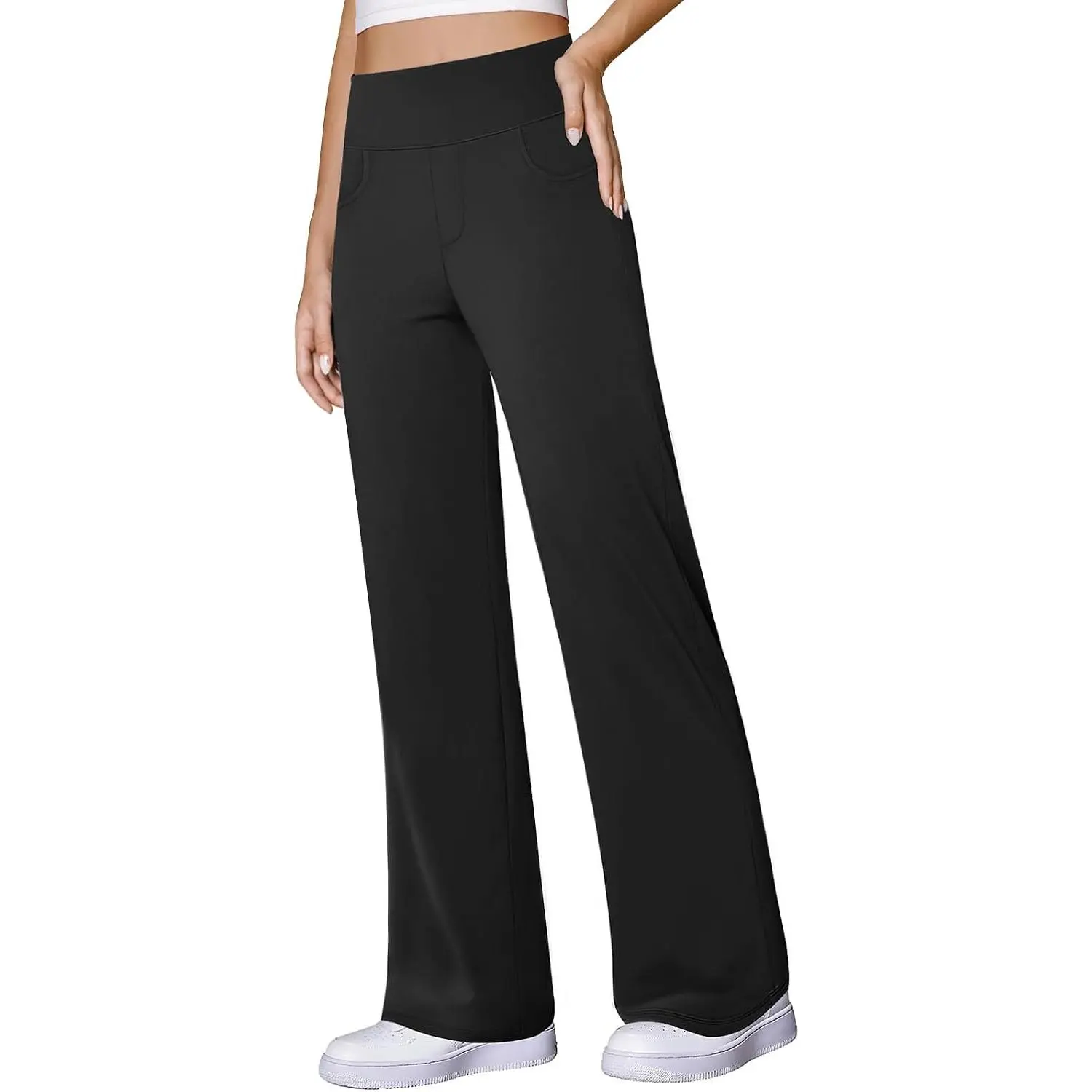 Wide Leg Yoga Pants Women Stretch Dress Work Pants with Pockets Lounge Casual Sweatpants