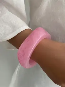 Vintage Punk Style Asymmetrical Resin Bracelet, Unique Wide Design Cuff Bangle, Trendy Stack Bangle for Women, Perfect Gift for Friends & Family, Stackable Bracelets