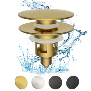 Hibbent All Metal Upgraded Bathroom Sink Stopper, Universal Pop Up Sink Drain Strainer, Brass Bullet Core Push Type Sink Stopper for 1.1''~2.3''' Basin, Anti Clogging Drain Filter