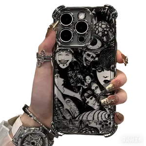 Junji Ito horror Hot comics Plating Case For iPhone 17 16 15 14 13 12 11 Pro Max X XR XSMax 7 8 6 Plus Samsung S22/S23/S24/S25 Anti-Fall Airabag Back Cover