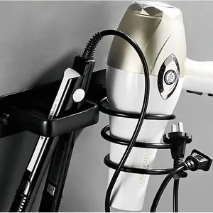 290g Two-In-One Hair Dryer Organizer Rack, 19.5cm No Drilling Required, Multiple Colors Available, Space Aluminum Durable Storage Shelf