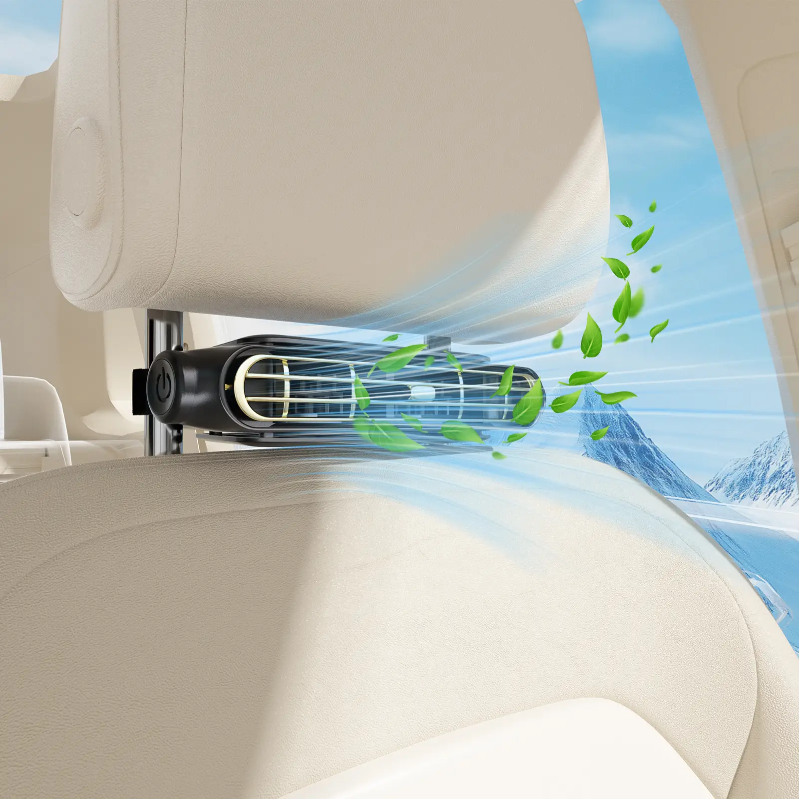 JOYYE Car Seat Fan, Portable 360° Rotation USB Rechargeable Adjustable 3 High-speed Car Seat Cooling Fan for Summer Travel 3000mAh