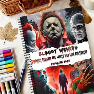 Horror Monster Coloring Book, 20 pages, A4 standard size (29.7x21 cm), unique cover design with a horror theme, suitable for adults to relax and create art. Perfect for Valentine's Day, Christmas, Halloween, New Year's, birthdays, and party gifts for frie