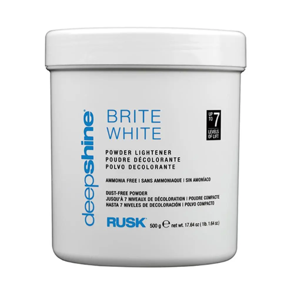 RUSK DeepShine Brite White Powder Lightener - 17.64oz Ammonia-Free, Dust-Free Hair Color Haircare Product with Mix Cream Dev, Marine Extracts, Silk-Enriched Conditioning, Illuminating Lift, Corn Gluten Protein, Mineral Oil, Talc, EDTA, Creamy Consistency