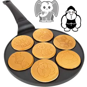 Animal Mini Pancake Pan - Make 7 Unique Flapjack Zoo Animals, Nonstick Pancake Maker Griddle for Fun Morning Breakfast with Easy Cleanup