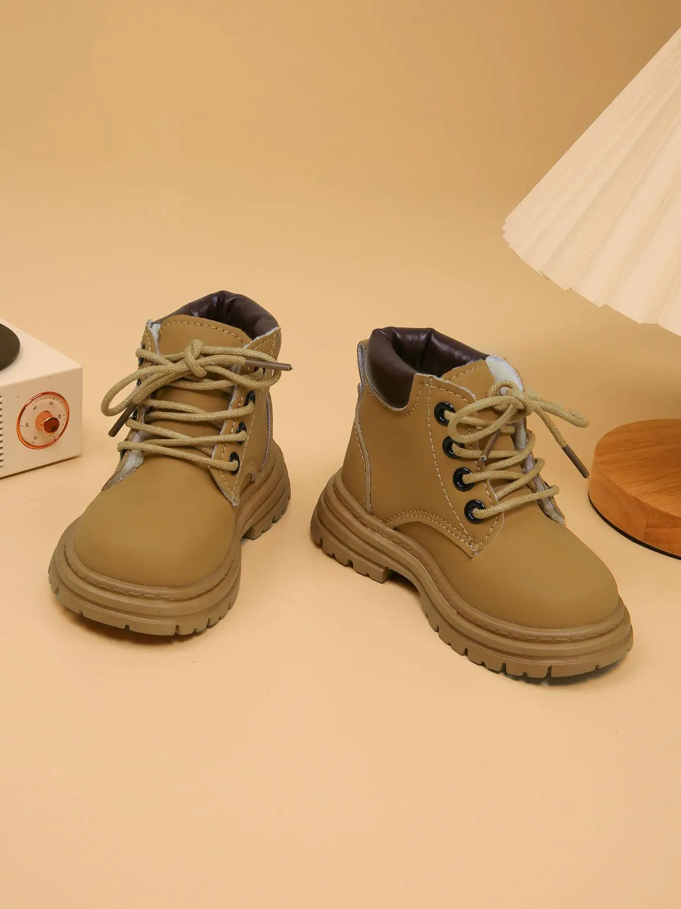 Boys' Retro Solid Color High Top Lined Boots, Casual Comfortable Warm Boots for Fall & Winter, Kids Shoes for Daily Wear