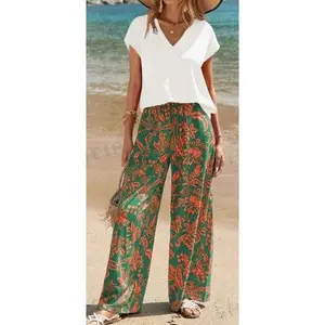 Tropical Print Two-Piece Pants Set