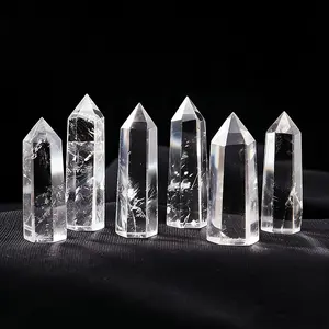 Clear Quartz Reiki Tower Hexagonal Wand White Crystal Tower Energy Spiritual Healing Home Decor