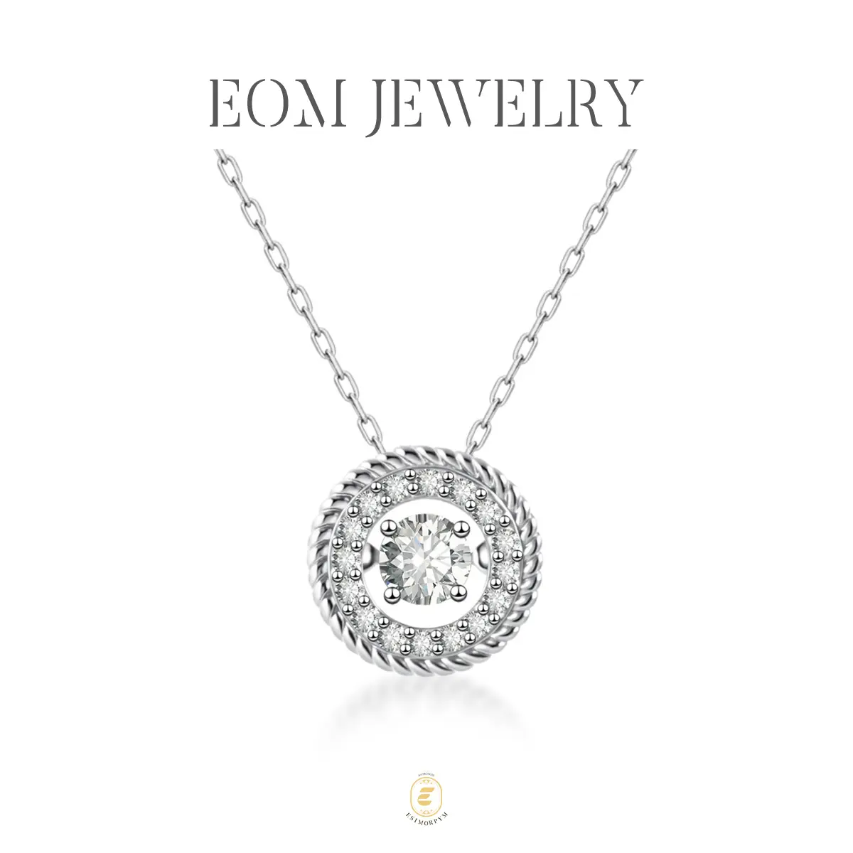 Moissanite Eternal Halo Radiance Pendant Necklace Silver-Plated Valentine's Day Wedding Engagement Anniversary Romantic Elegant Gift Daily Wear Gemstone
