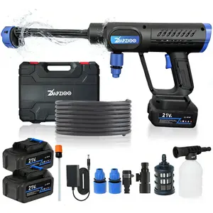 LCD Portable Cordless Pressure Washer, Dual Water Source, 1200PSI Cordless Power Washer with 16FT Drain Hose,2 x 4.0Ah Batteries & 6-in-1 Nozzle for Car and Garden Cleaning Handheld Pressure Washer