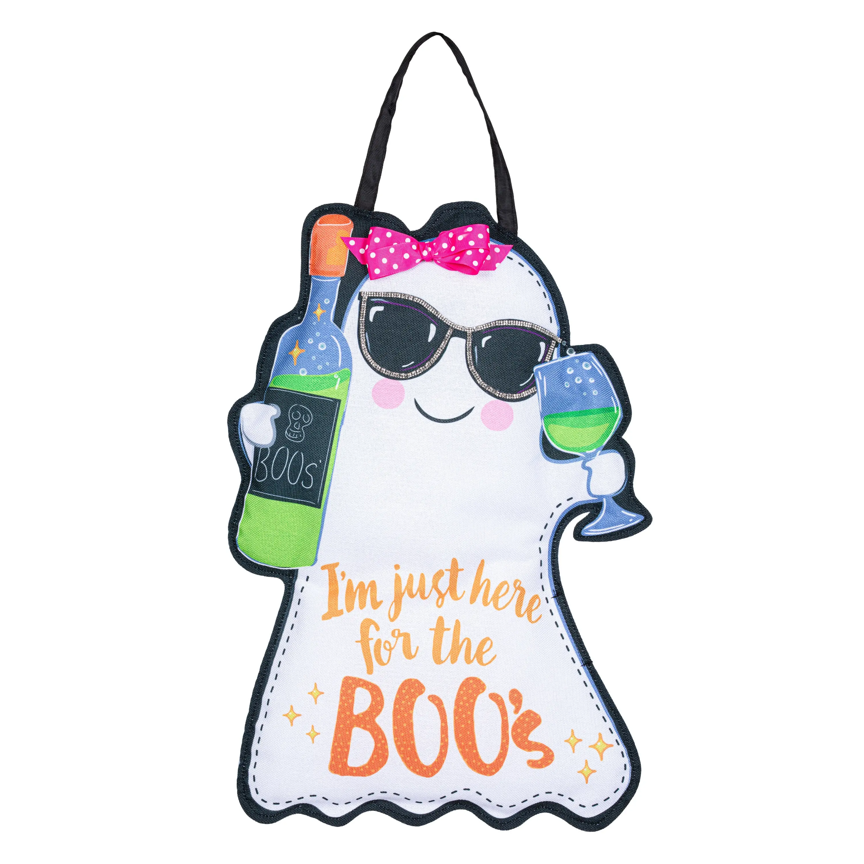 "Here For The Boos" Fun Theme Slogan Door Hanger, Festive Home Party Door Decor