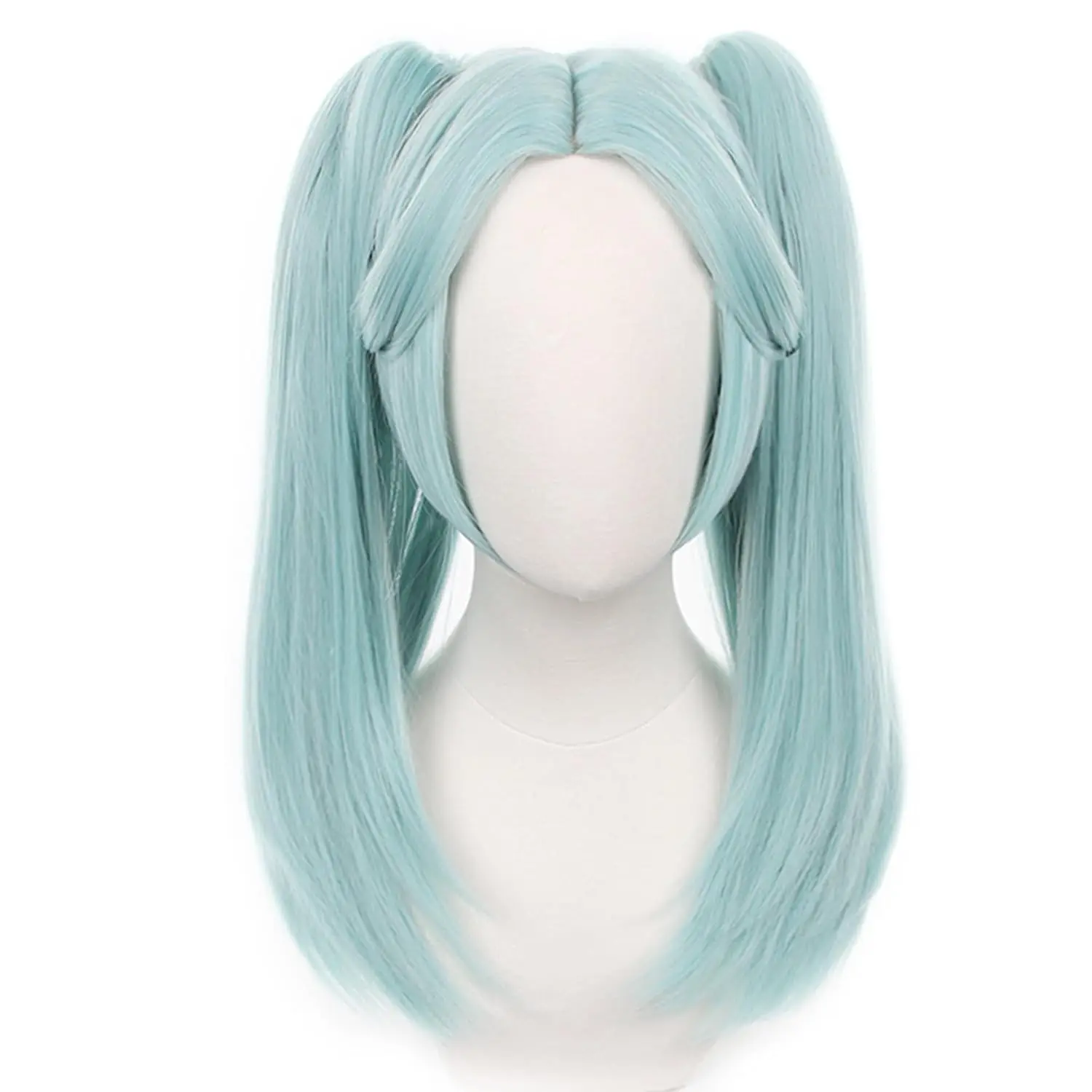 Anime Light Blue wigs Anime Two pigtail wig Female Long Straight wig for Women High Temperature Synthetic Fiber wig Halloween,Christmas,Comic con,Costume Party,Live stream