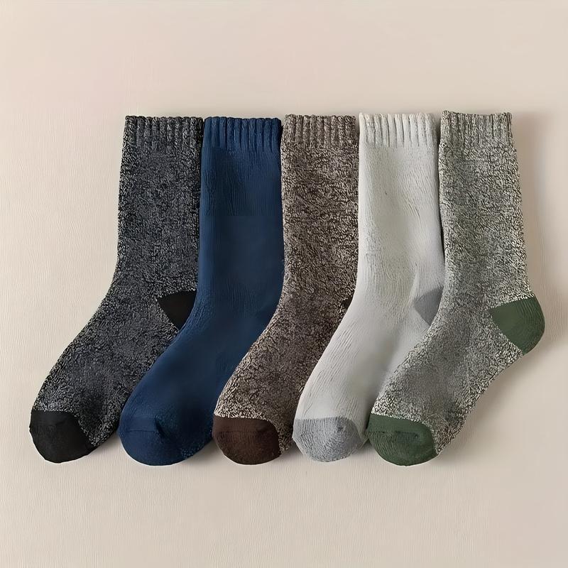 5 Pairs of Men's and Women's Thickened Warm Winter Socks - Soft and Comfortable Knitted Round Head Socks for Cold Weather, Polyester and Elastic Blend Womenswear Bridal Basic Minimalist thigh high socks socks women thigh high socks