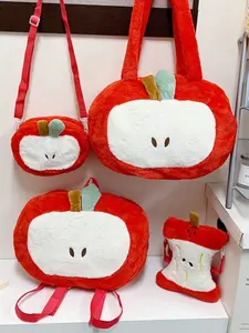 Cute Apple Plush Crossbody Bag, Cartoon Style, Portable Small Backpack, Large Capacity Phone Camera Bag, Student Birthday Gift, Fashion Crossbody Bag