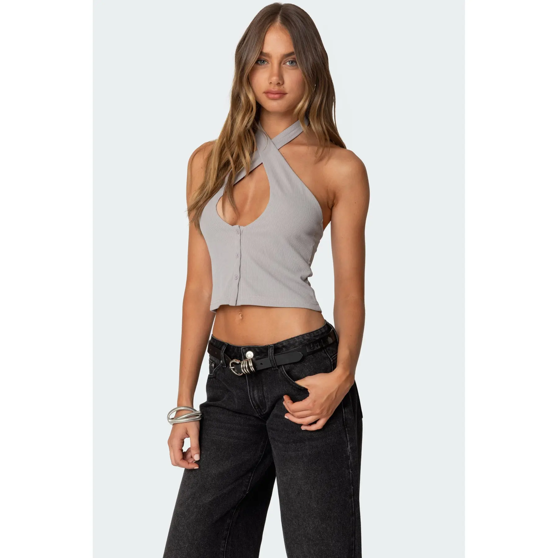 Reissa Criss Cross Halter Top - TikTok Shop