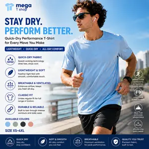 Mega Tshop 840 Forward Seam Side Seam Performance Quick Dry Workout T Shirt for Men and Women Moisture Wicking Crew Neck Tee for Gym Running Training Unisex Menswear Clothes Top Gamis