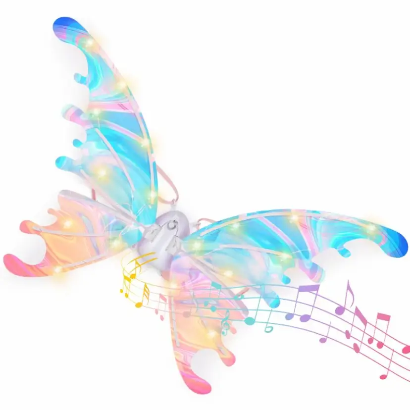 Light Up Fairy Wings for Girls - LED Butterfly Wings with Music for Kids Aged 4+, Birthday Christmas Party Toys for Girls,The Perfect Christmas Gift F
