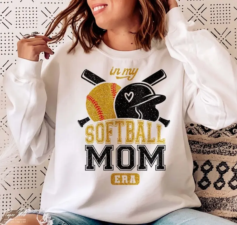 Softball Mom SVG, Varsity, Distressed, Glitter, In my Softball Mom era, Svg files for cricut, Sublimation Design Downloads