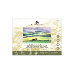 Magnani 1404 Mixed Media Pad 9.5x12 - Extra White Cotton Paper for Wet and Dry Art - Absorbent, Acid-Free & Vegan-Sized